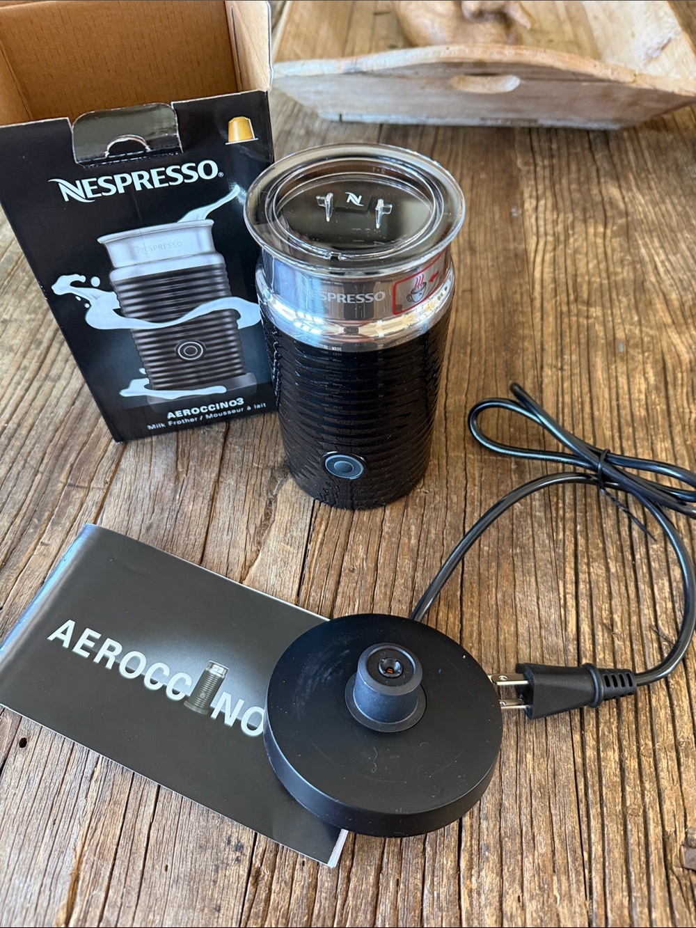 Nespresso Aeroccino3 Milk Frother — Black and Silver Accents NEW in box!